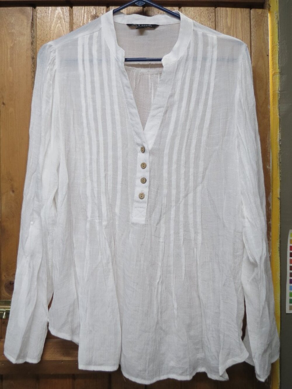 White Zac & Rachel Semi-Sheer V-Neck Tunic Top size L Summer Classic